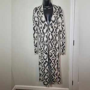 For Thee Abstract Long Line 100% Cotton Cardigan sz M